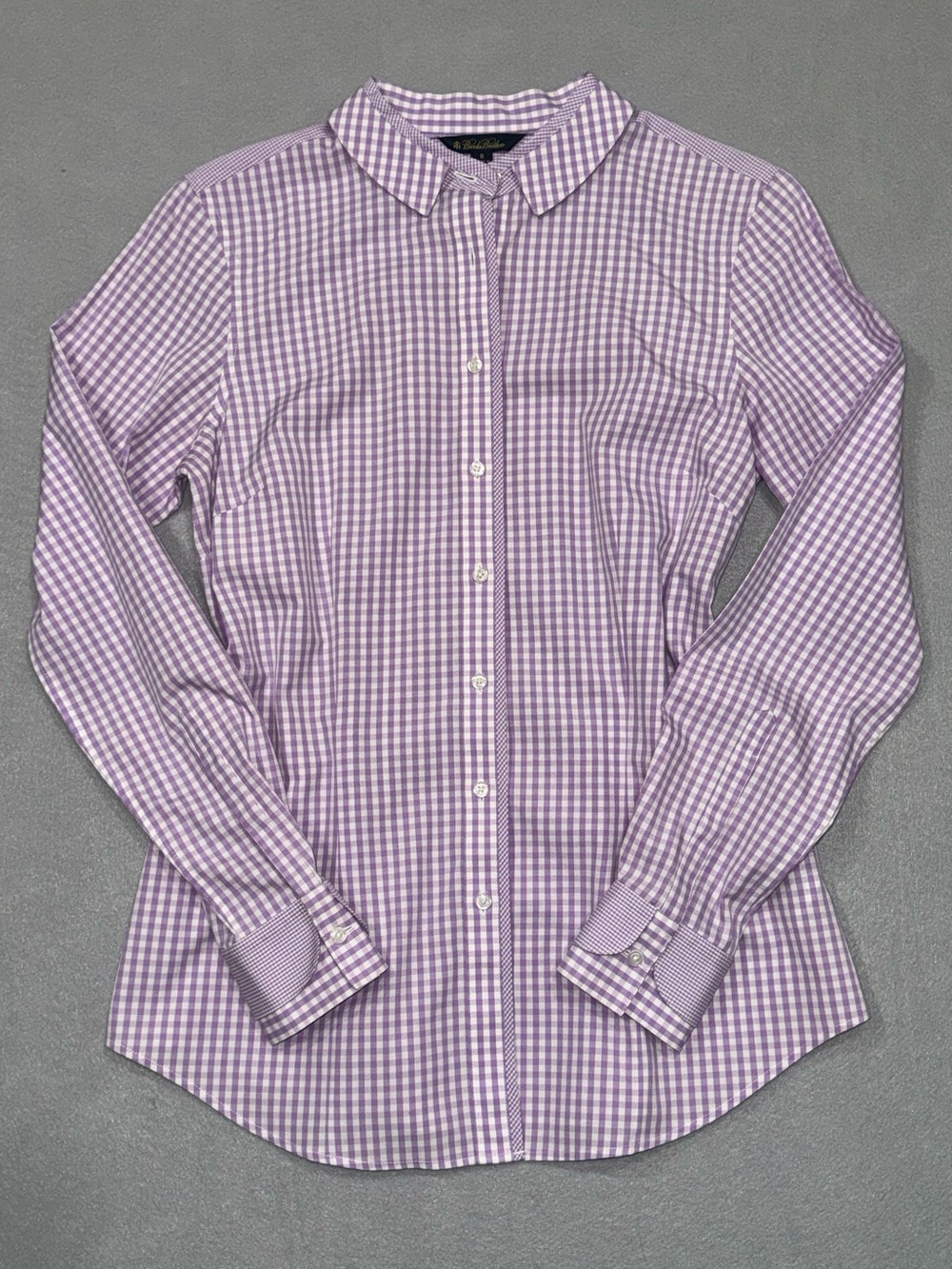 Women’s Brooks Brothers Lilac Purple Gingham Button-Down Long Sleeves Elevated